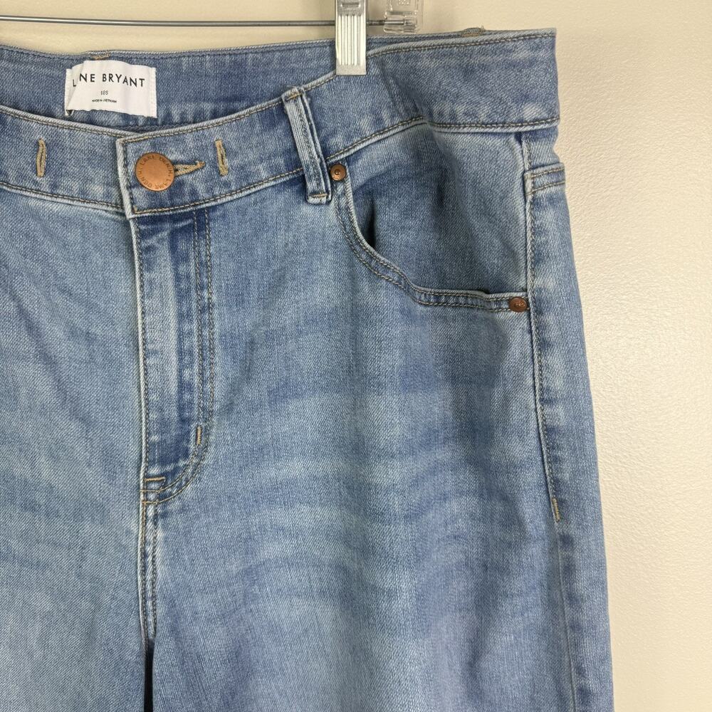 LANE BRYANT WOMENS SIZE 18 FLEX MAGIC HIGH RISE WIDE LEG CROP BLUE JEANS GAUCHOS - Picture 2 of 6